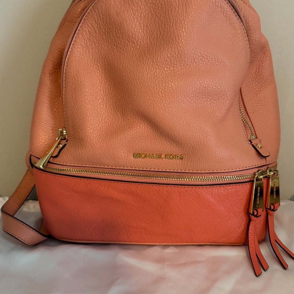 Michael Kors Pink and Coral Backpack